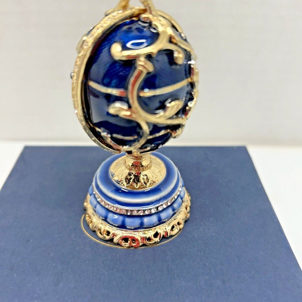 Sorelle Trinket Box Hinged Enameled Rhinestones Globe Original Lined Box - Picture 2 of 8